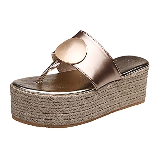 Sandales compensées métalliques femme été plage confortable
