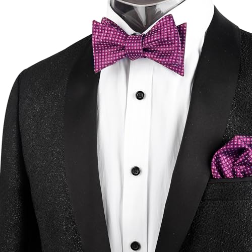 Image of Alizeal Mens 2pcs Solid Self-tied Bow Tie Set | Alizeal Mens 2pcs Self-tied Solid /Animal Bow Tie and Pocket Square Set Perfect for Wedding Business Formal Events