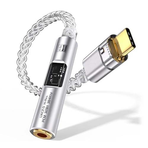 Giabuao USB-C DAC Kopfhöreradapter,CX31993+MAX97220 32bit/384kHz Type-C to Auf 3.5mm, Hi-Res Audio Kopfhörer Verstärker Hi-Fi Adapter für iPhone iPad Galaxy usw