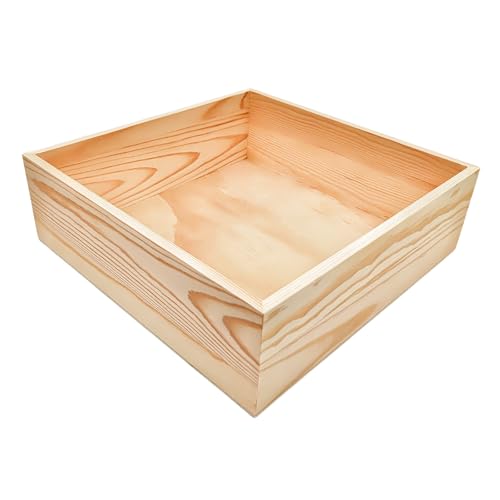 Anktily 1 confezione di scatole di stoccaggio in legno grezzo, organizer quadrato da 25 x 25 x 8 cm – Contenitore in legno naturale rustico per la decorazione di casa, ufficio e location