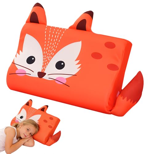 Afenau Schlummerkids Kissen Calmly Kinderkissen 45x27x6cm Kinderkopfkissen mit Kopfkissenbezug Memory Schaum Ergonomisches Kissen Kinder fur Kinderkissen ab 3 Jahre(Kätzchen) (Fuchs)