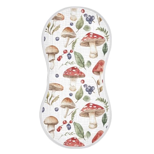 xigua Watercolor Forest Mushrooms Baby Burp Cloths for Newborn Boys and Girls 1 Pack, Soft & Absorbent Cotton Baby Burp Cloth, Baby Washcloths, Newborn Towel, Burp Rags