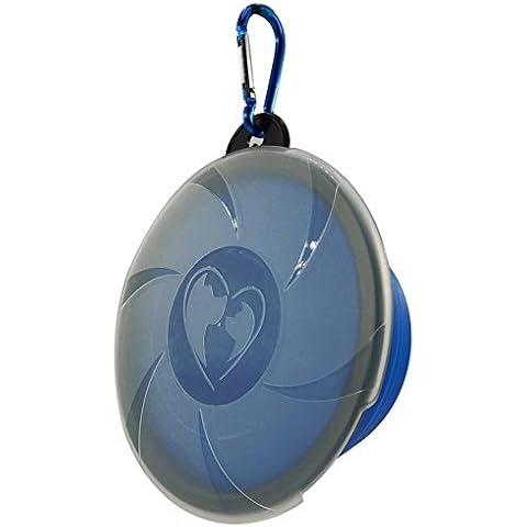 Collapsible Dog Bowl - Portable Travel Silicone Pet Bowl - Foldable Water Bowls Food Dishes with Carabiner Clip and Lid for Dogs Cats - Expandable Feeding Watering Dish for Walking Traveling Camping Cover