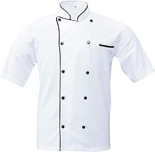 Unisex for Chef Jacket Short Sleeve,Food Service, Caterers, Bakers(Color :