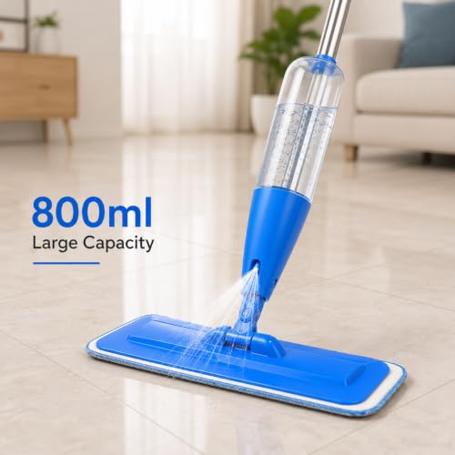 Image of Spray Mop for Home Cleaning Floor with Washable Microfiber Pad - with Refillable Bottle for Wooden Floor, Hardwood, Marble, Laminate, Ceramic Tiles, and for Dust Cleaning