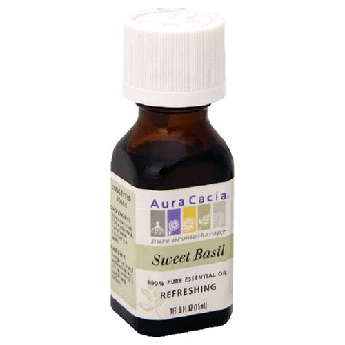 Aura CaciaPure Aromatherapy 100% Pure Essential Oil Sweet Basil Refreshing 0.5 Ounces