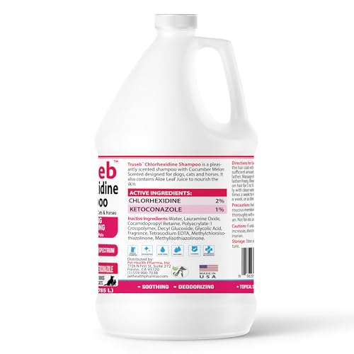 Truseb Topical Ketoconazole and Chlorhexidine Shampoo for Dogs, Cats & Horses Pleasantly Scented with a Cucumber Melon Scent with Aloe (Ketoconazole & Chlorhexidine Shampoo, 1 Gallon) - Image 4