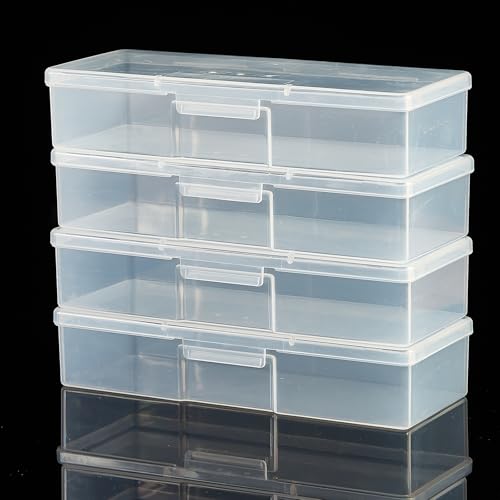 Nail File Storage Container, Clear Plastic Manicure Tool Box, 4 Pack, Pedicure Case (white) image 2