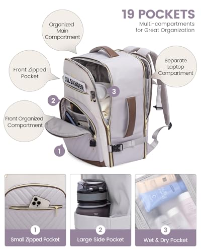 LOVEVOOK Travel Backpack for Women,50L Carry On Backpack for Airplanes,18 Inch Laptop Personal Item Travel Bag,TSA Approved Carry On Luggage,Waterproof Weekender Business Hiking Bag - image 4