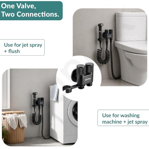 Image of Plantex Jet Spray for Toilet /Health Faucet with Shower Hose /ABS Handheld Bidet Spray /2-in-1 Dual Control Valve /Bathroom & Kitchen - Black