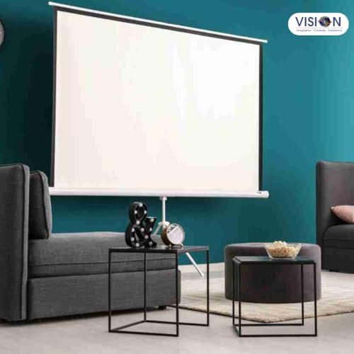 Image of Vision 120 Inch (8x6 Ft) Tripod Projector Screen | Large Portable Foldable Screen | Full HD, 4K, 3D & 1080p Compatible | Adjustable Height, Anti-Glare Matte White Fabric for Home, Office & Outdoor Use