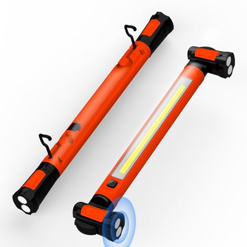 Linterna LED Taller 6000mAh, Luz de Trabajo Portatil 3000LM, Foco LED Recargable con 3 Modos, Base Magnética y 360°Gancho, Reparación de automóviles/Camping/Obras
