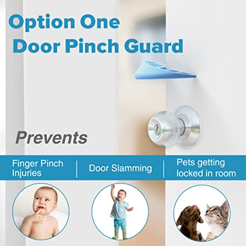 Image of Neobay Upgraded Silicone Door Pinch Guard and Door Stoppers 2 Functions in 1 with 2 Free Hooks, Heavy Duty Finger Pinch Guard Prevents Finger Pinch Injuries, Slamming Doors. 2 Packs, Blue