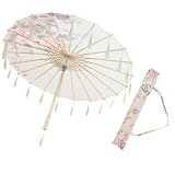 FUNNETOYU Ombrello Cinese di Seta Nappa, Parasole Classico per Danza e Servizio Fotografico, Realizzato in Legno e Poliestere Beige