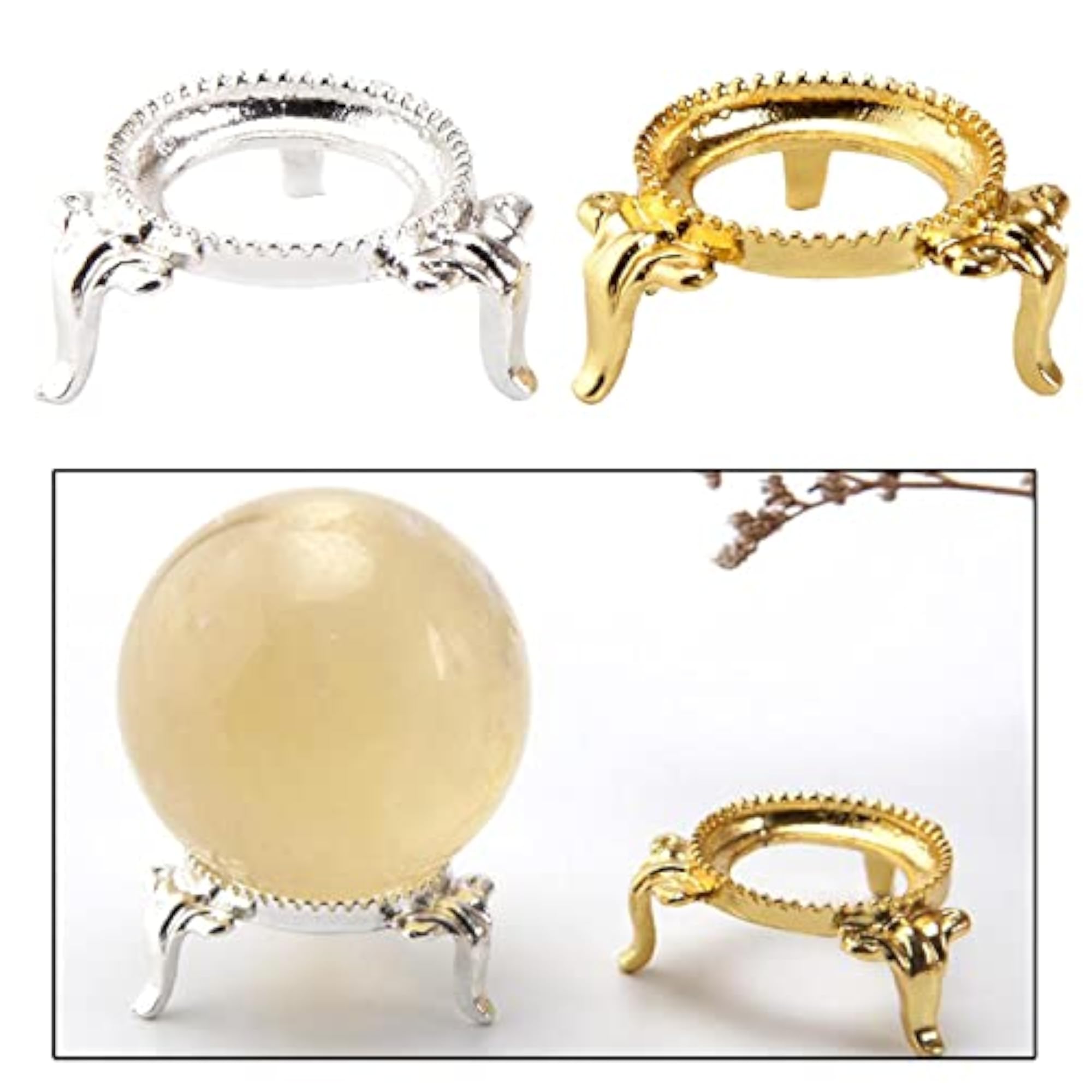 Crystal Ball Base Sphere Stone Support Metal Holder Display Stand Gold