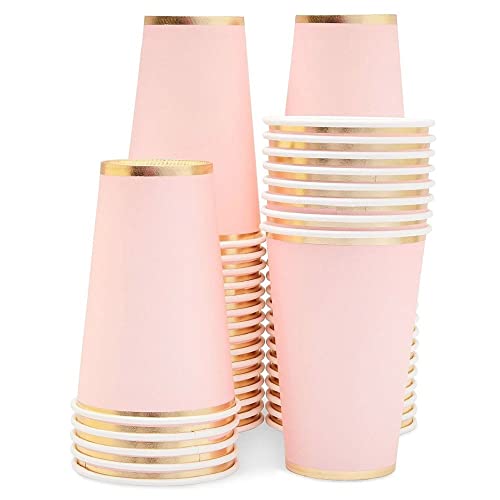 Juvale Light Pink Paper Cups, Disposable Party Supplies (12 Oz, 50 Pack) #TOP30