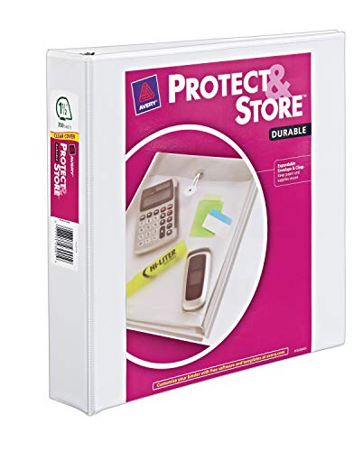 Avery Protect and Store View Binder with 1.5-Inch Slant Ring, Holds 8.5 x 11-Inch Paper, White, 1 Binder (23001)