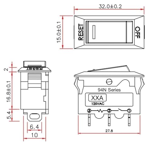Protector de sobrecarga térmica para electrodomésticos e interruptor basculante de 16A y 10A 7