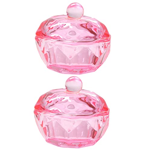 Mikinona Acrylic Nails Manicure Set 2pcs Crystal Glass Monomer Dish Lid Bowl for Liquid Storage
