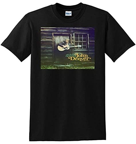 John Denver T Shirt All of My Memories Vinyl CD tee Round Neck Unisex Tops Men's 100% Cotton Short-Sleeve T-Shirts L