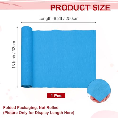 Image of MECCANIXITY Crepe Paper Roll 8.2ft Long 13 Inch Wide for Wedding Ceremony Various Large Festivals Decoration, Light Sapphire