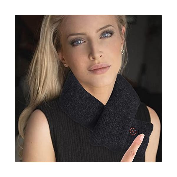 Heated Scarf Rechargeable Battery Smart Electric Neckerchief Invisible Zipper Pocket Bandelet Super Warm Winter Scarves Wraps (scarf with battery) - Image 9