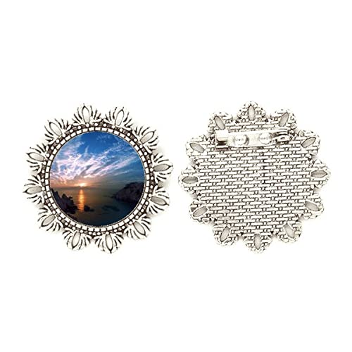 Broche de plata flor Lago Mountain accesorio botánico mediano
