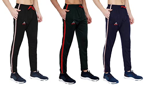 Image of GOLAZO Regular Fit Multicolor Cotton Track Pants for Men with Comfort and Style in Your Athelisure Wear