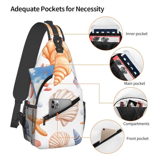 Mochila tipo sling unisex ligera con estampado estrella de mar miniatura 4