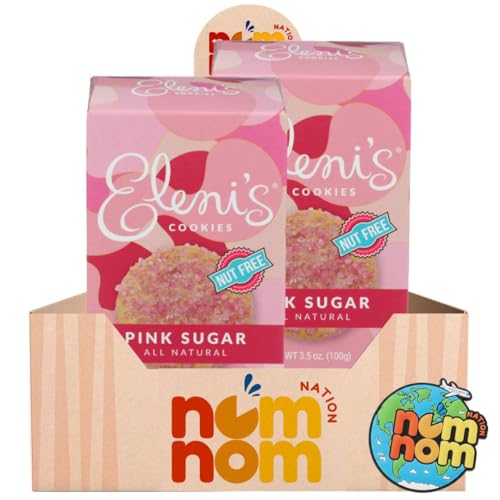Elenis Cookies Pink Sugar Box 3.5 OZ (Pack of 2) – Frosted and Pink Cookies – Cookie Sugar Snacks with a Random Item – 3 Items