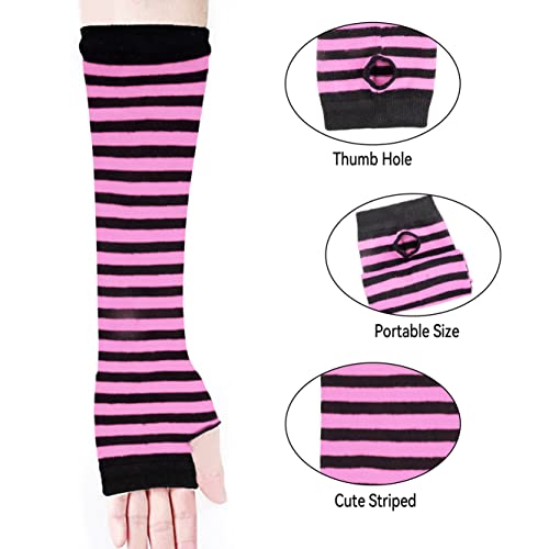 Image of Over Knee Rainbow Thigh High Socks Cosplay Accessories for Women Fashion Wild Long Striped Leg warmers
