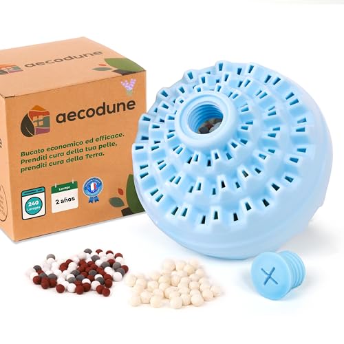 aecodune 2 Años de Detergente Ecológico Económico 240 Lavados - Bola de Lavado para Lavadora - Perlas de Ropa Detergente en Polvo Natural Zero Desperdicio - Hipoalergénico Lavanda - Anti Cal