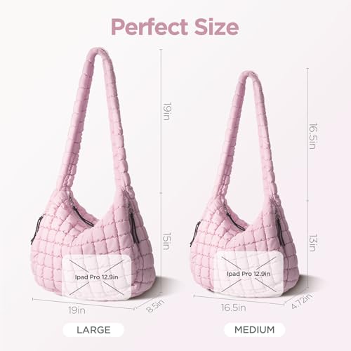 Image of Puffer Tote Bag for Women Large Quilted Crossbody Bag Quilted Carryall Bag Soft Puffy Hobo Handbags Puff Purse Shoulder Bag