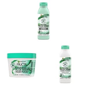 Garnier Fructis Hair Food Nourishing Aloe Vera Shampoo + Conditioner + 3-in-1 Mask (Combo Pack of 3)
