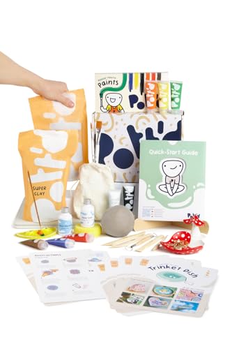 Pott'd Ton Töpferset fur Zuhause fur Anfanger - Lufttrocknend. DIY Set für Erwachsene. Enthält: Lufttrocknenden Ton, Werkzeuge, Farben, Pinsel, Dichtmittel, Anleitung