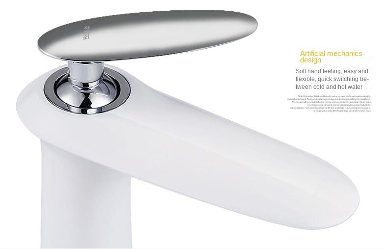 Robinet de lavabo blanc et or mitigeur haut de salle de bain JCAKES 2018A16