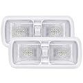 Miady 12V RV Led Interior Lights 750 Lumens, 12 Volt LED Ceiling Double Dome Light with Switch for Car/Trailer/Camper/Boat, Natural White 4000-4500K, 60X2835SMD, Pack of 2