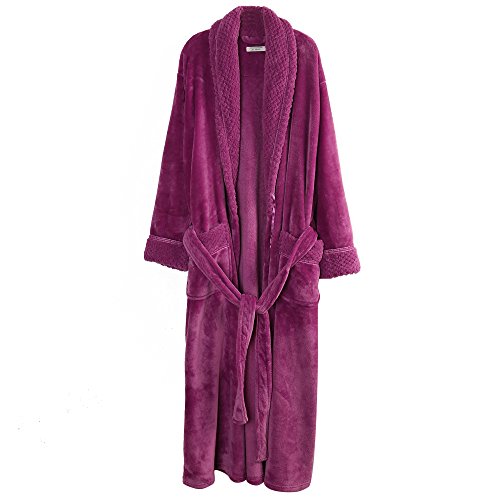 Richie House Women's Plush Soft Warm Fleece Bathrobe RH1591-E-M Dark Purple Medium
