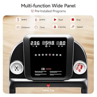 RHYTHM FUN Tapis de course 8,0 mph pour la maison, tapis de marche et de course avec inclinaison jusqu'à 8%, tapis de marche pliable avec poignée, tapis de marche à faible bruit pour 136 kg