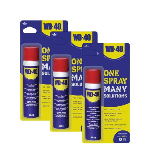 Image of Pidilite WD-40 Multipurpose Spray for Home Improvement, Frees jammed locks & Rust Parts,Adhesive remover,Grill & stove Cleaning,Protectant Agent -Multi use for Home,Work & DIY Purpose, 63.8g,Pack of 3