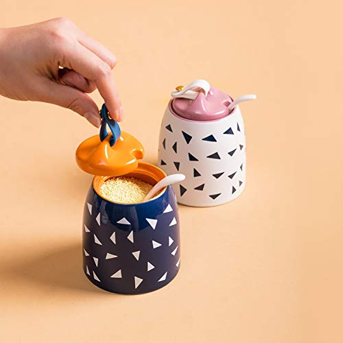 XYNSNDB GaRcan Bottiglia di condimento in Ceramica di Silicone con Cucchiaio Scatola di spezie Organizer per la casa Strumento da Cucina per Sale, Pepe, Zucchero (Rosa)