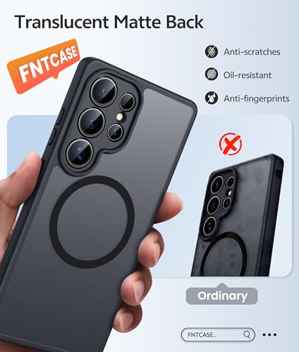 Image of FNTCASE for Samsung Galaxy S24 Ultra Case: [Fit for Magsafe] [Full Camera Protection] Translucent Matte Cases with [Screen Protector] Military Grade Shockproof Protective Phone Cover