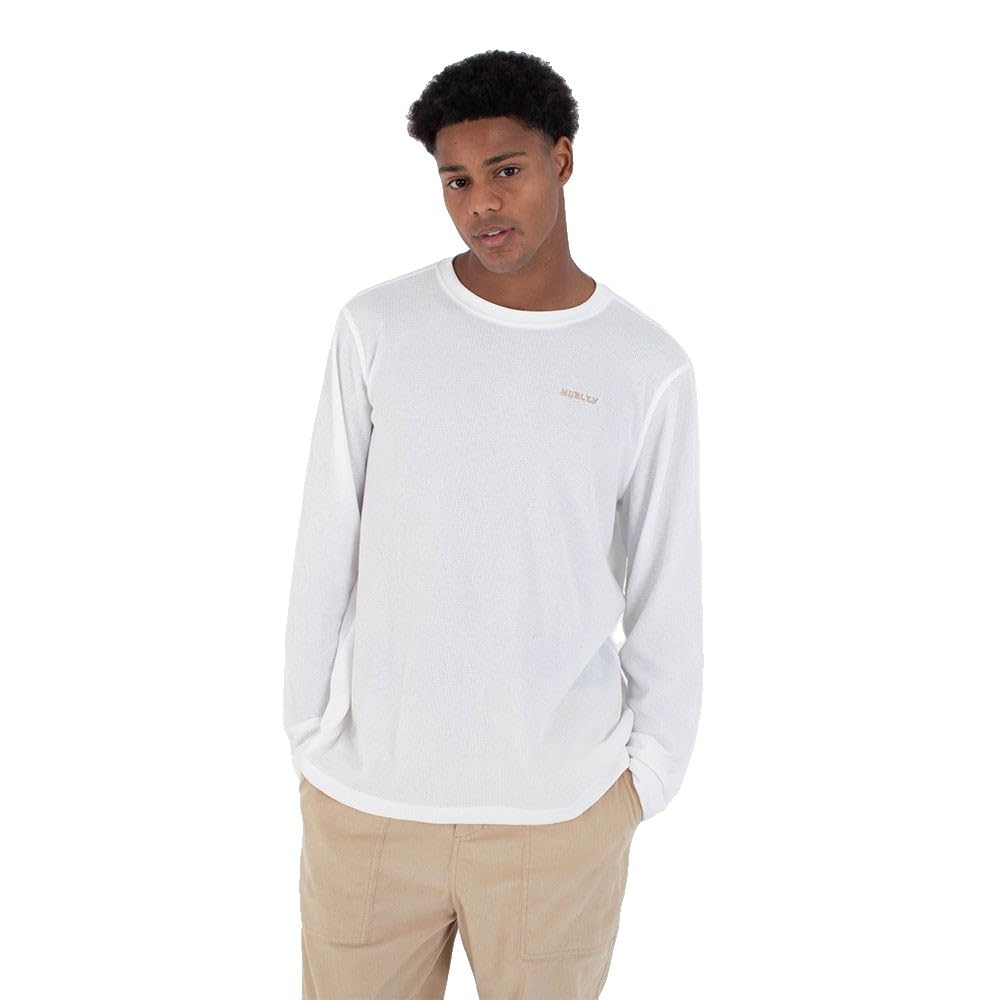 Hurley Mens Waffle Sweatshirt - Islander Thermal Shirt, Bone Colour, M EU