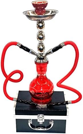 Hookah Diamond Cut RED 2 Hose 17" with Case