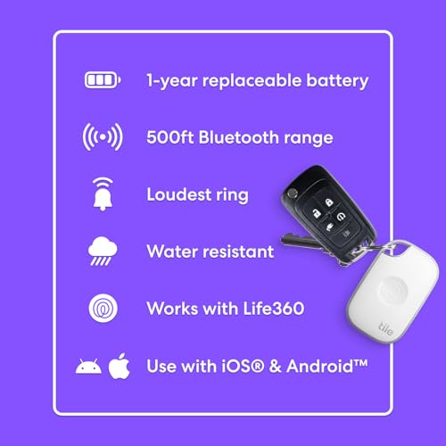 undefined Tile by Life360 Pro - Powerful Bluetooth Tracker, Key Finder and Item Locator for Keys Bags, and More. Both iOS and Android Compatible. Phone Finder. 4-Pack (Black/White) の商品画像 6