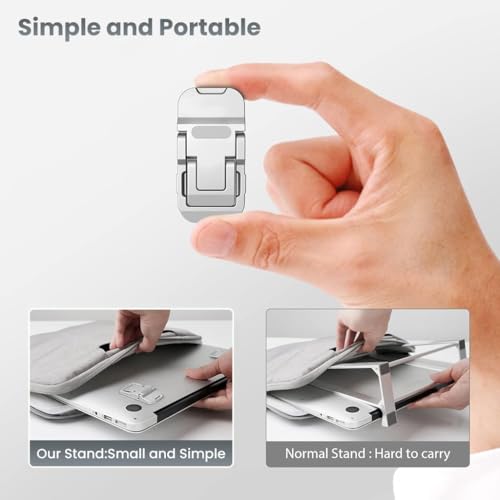 Image of EDNITA ( 2Pcs Mini Laptop Stand for Desk | Portable Metal PC Desk Stand, Aluminium Cooling Pad Mini Clip Compatible with MacBook Apple Laptop, Lenovo, Dell, Hp, Acer & Other Laptops (Silver)