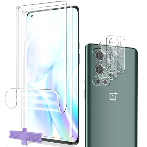 Phlleyaa Protector de Pantalla para Oneplus 9 Pro,TPU Película Protectora 2 Pack + Oneplus9 Pro Protector de Lente de Cámara 2 Pack, Sin Burbujas Fácil de Instalar para Oneplus 9 Pro Vidrio Templado