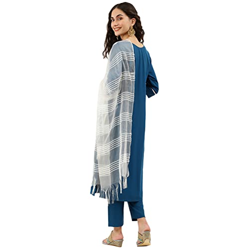 Image of NAINVISH Crepe Kurti Pant & Dupatta | Kurta Set for Women | Women Kurta Pant Dupatta Set | Kurta Pant with Dupatta Set | Printed Kurta Pant Dupatta Set