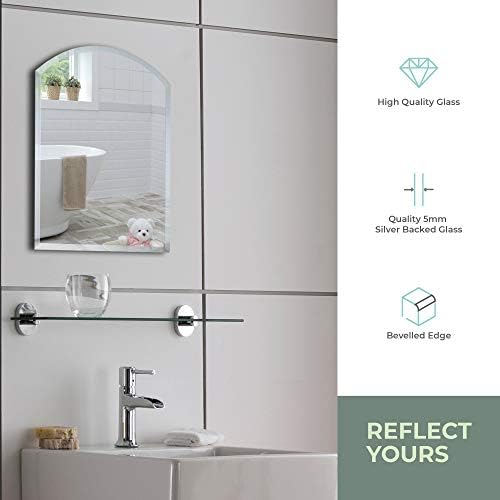 Neue Design Mood Bathroom Wall Mounted Mirror, Arch Simple, Elegant Design, Frameless with Contemporary Bevel Edges (50cm x 40cm)