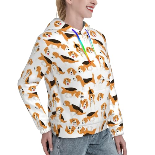 Sweat à capuche doux contre le froid pull extensible imprimé beagle